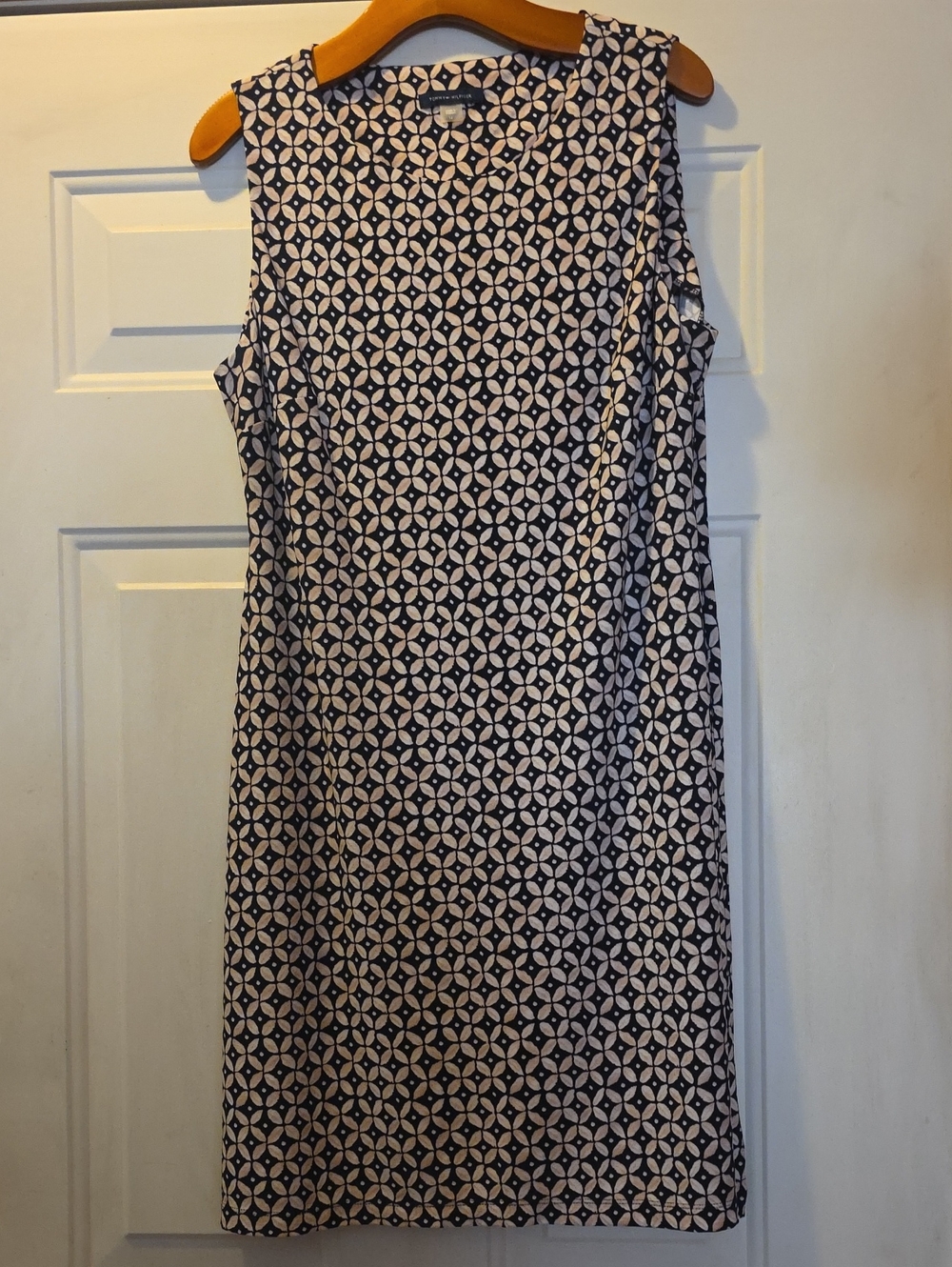Tommy Hilfiger Navy and White Geo Print Sleeveless Midi Dress